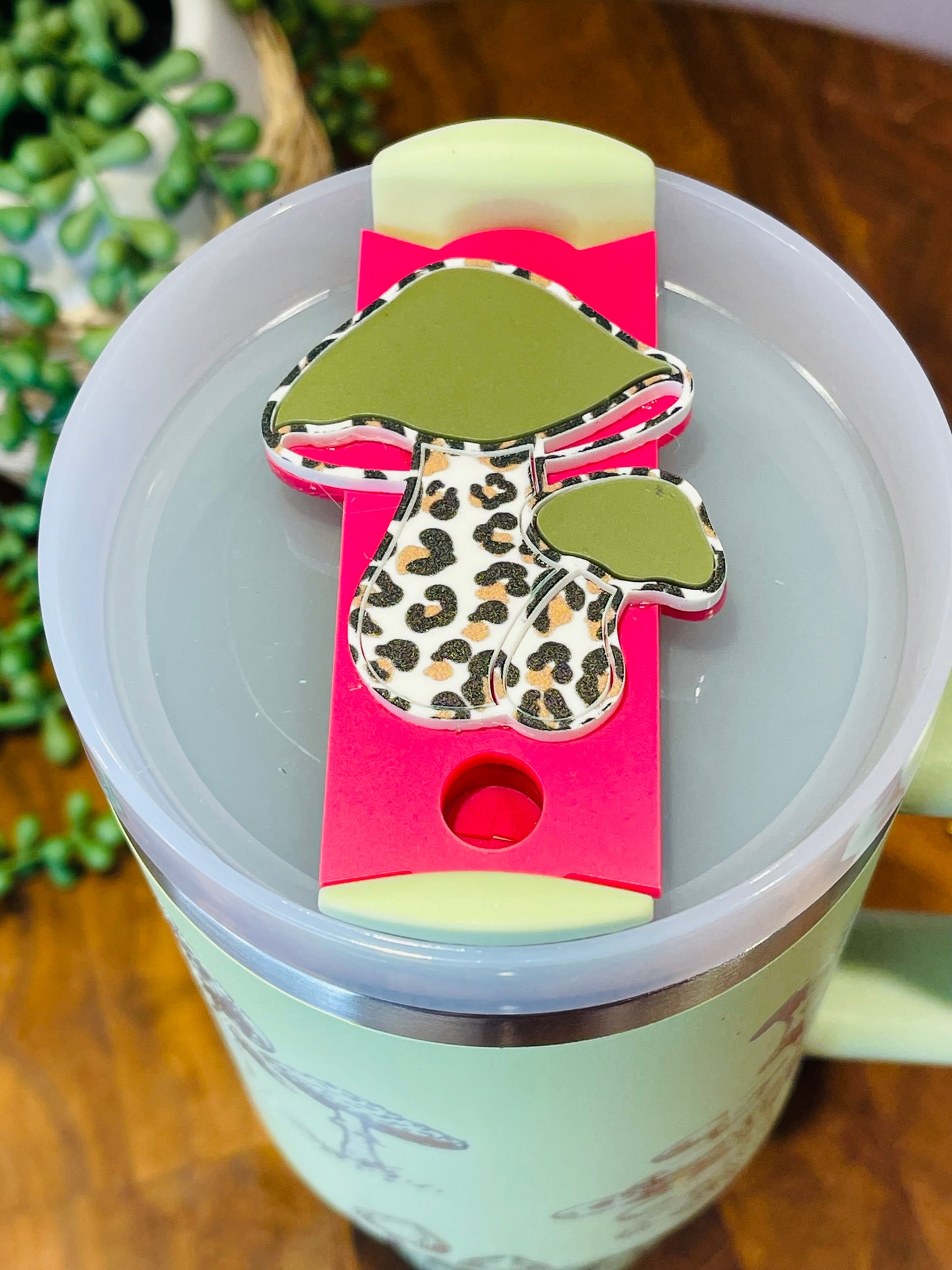 Animal Print Mushroom Tumbler Topper