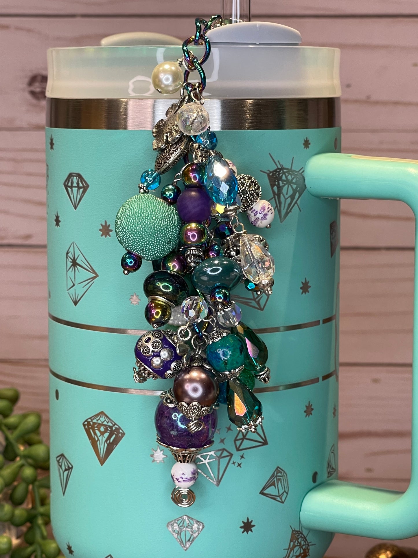 Turquoise and Blue Chunky Tumbler Charm