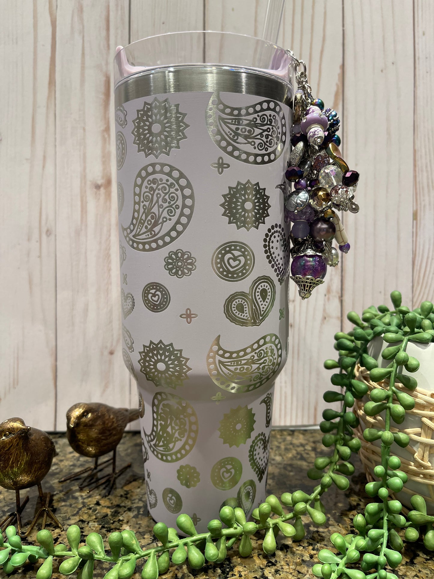 Hearts & Paisley 40 oz Laser Engraved Tumbler