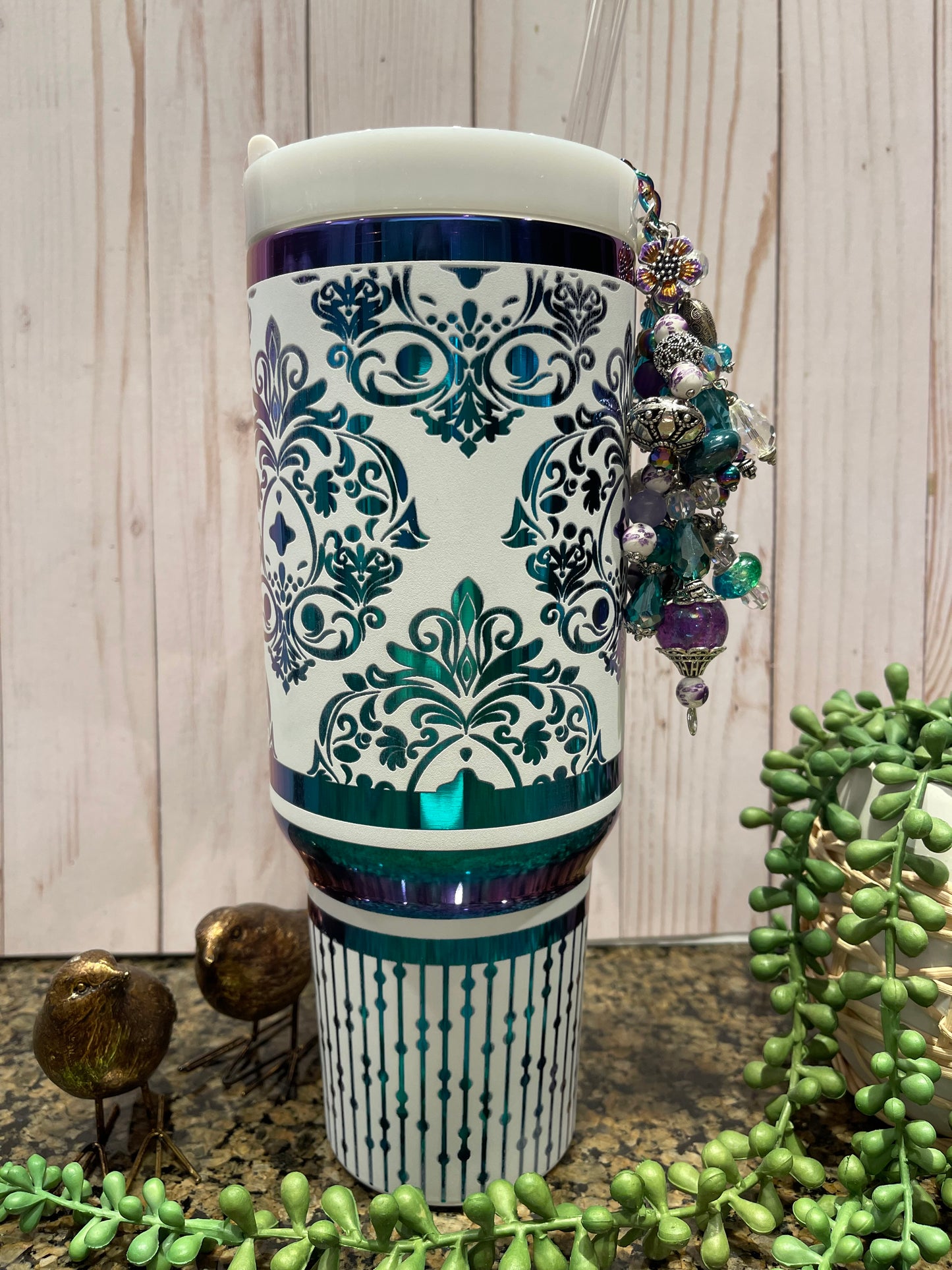 Filigree Style Laser Engraved Rainbow Tumbler
