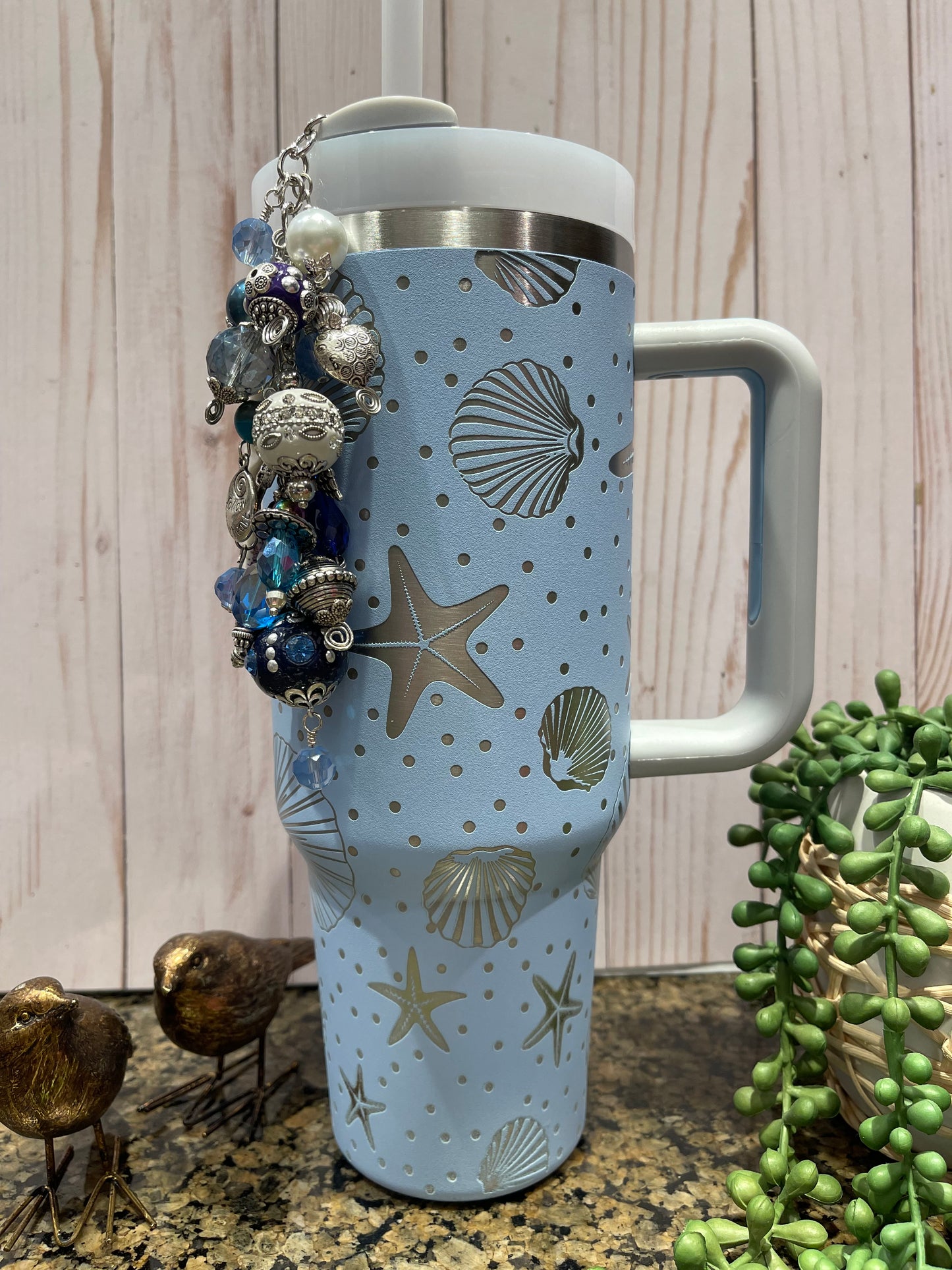 Ocean Life 40 oz Laser Engraved Tumbler With Handle