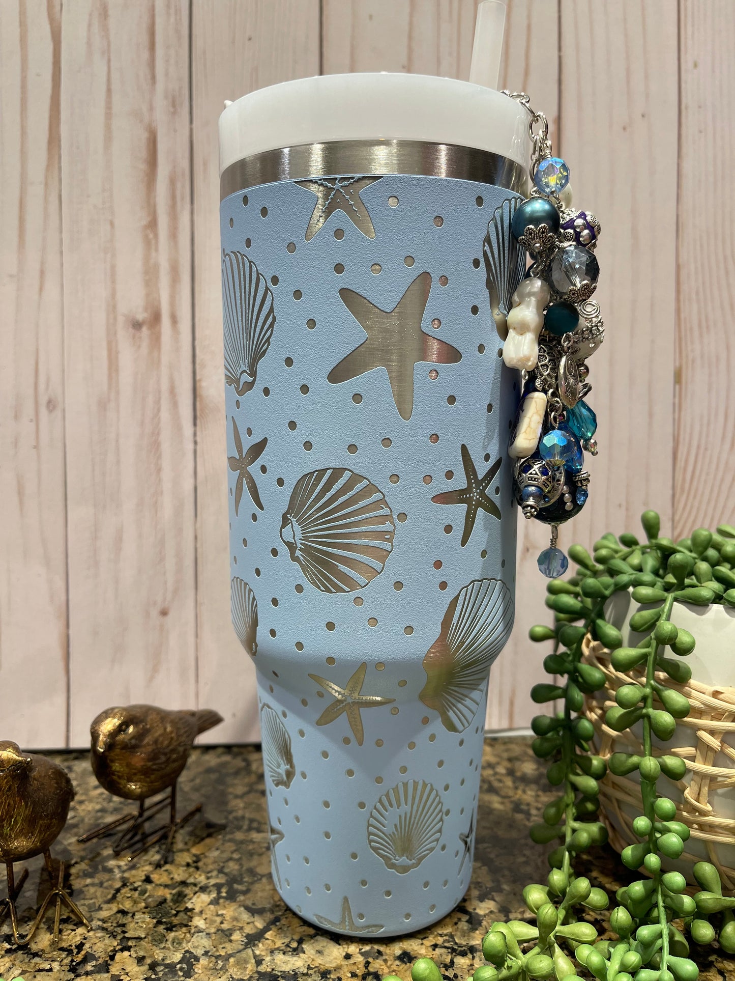 Ocean Life 40 oz Laser Engraved Tumbler With Handle
