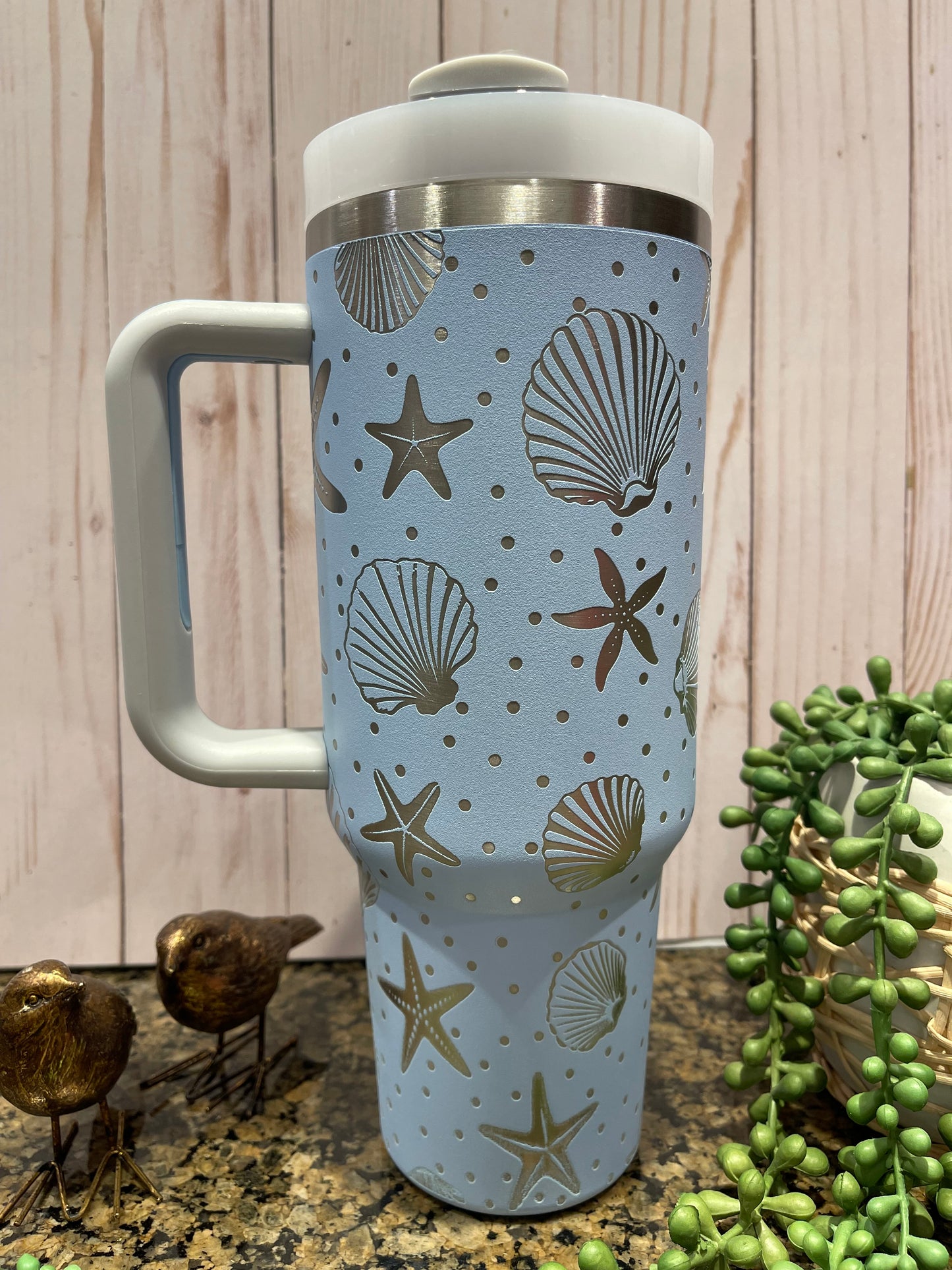Ocean Life 40 oz Laser Engraved Tumbler With Handle